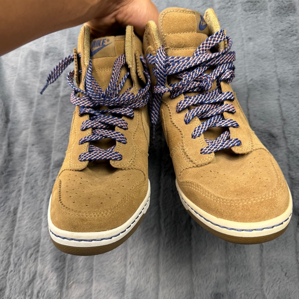 Nike Dunk Sky High Wheat Suede Wedge Sneakers Tan 528899-201 Womens 11 - Picture 4 of 8
